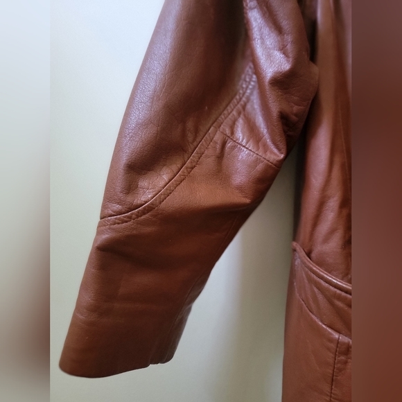 Vintage puff sleeves faux leather trench‎ coat - Picture 11 of 11